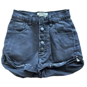 One Teaspoon Black Harlets Distressed Button Fly Shorts Size 22